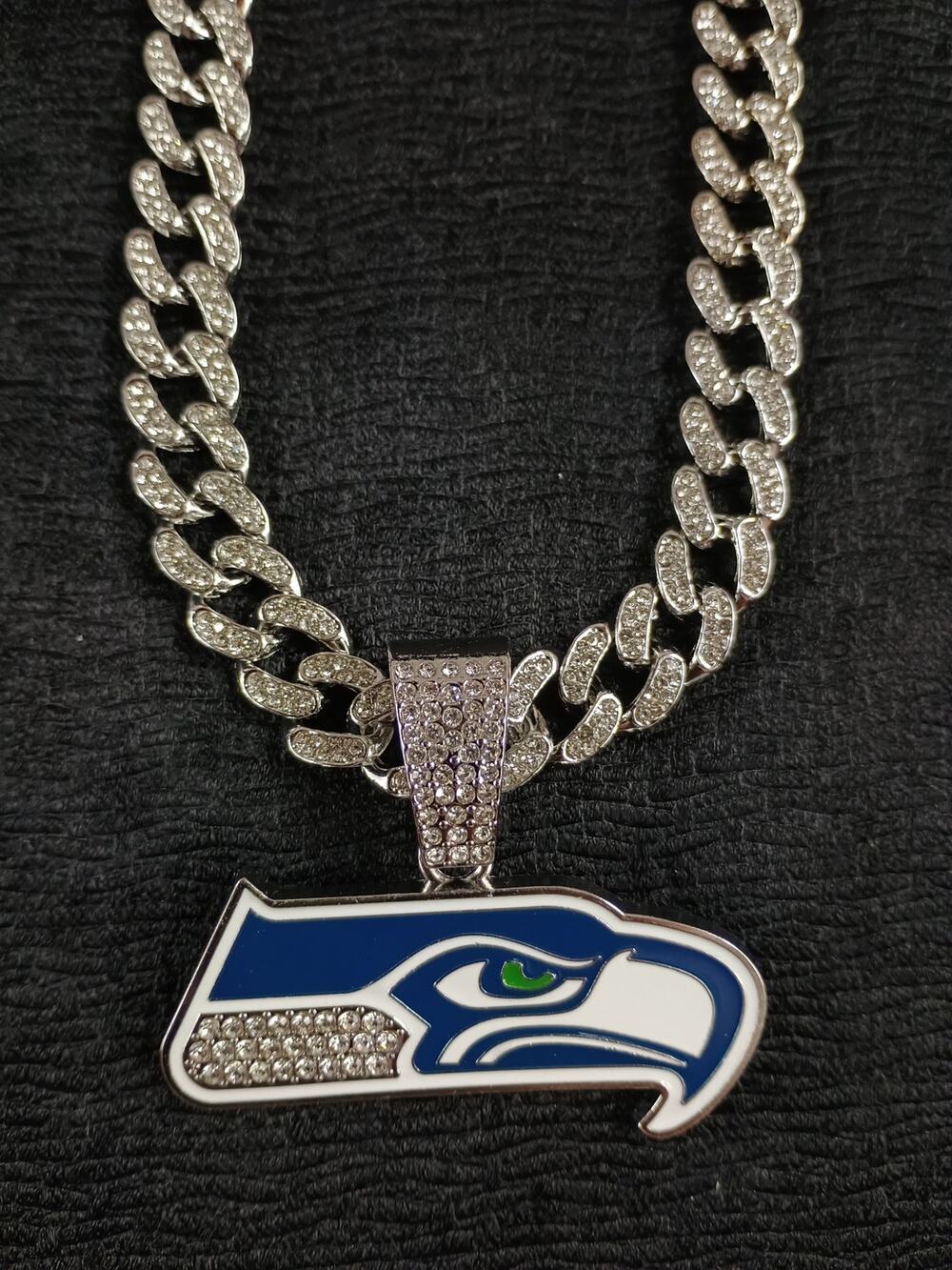 Seattle Seahawks Necklace Pendant Chain Link NFL Football Hip Hop Jewelry